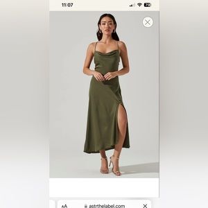 ASTR The Label Green MIDI Silk Dress
